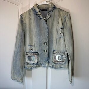 Dolce & Gabbana Light Blue Distressed Jean Jacket